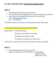 To order contestant photos and receive packages prices